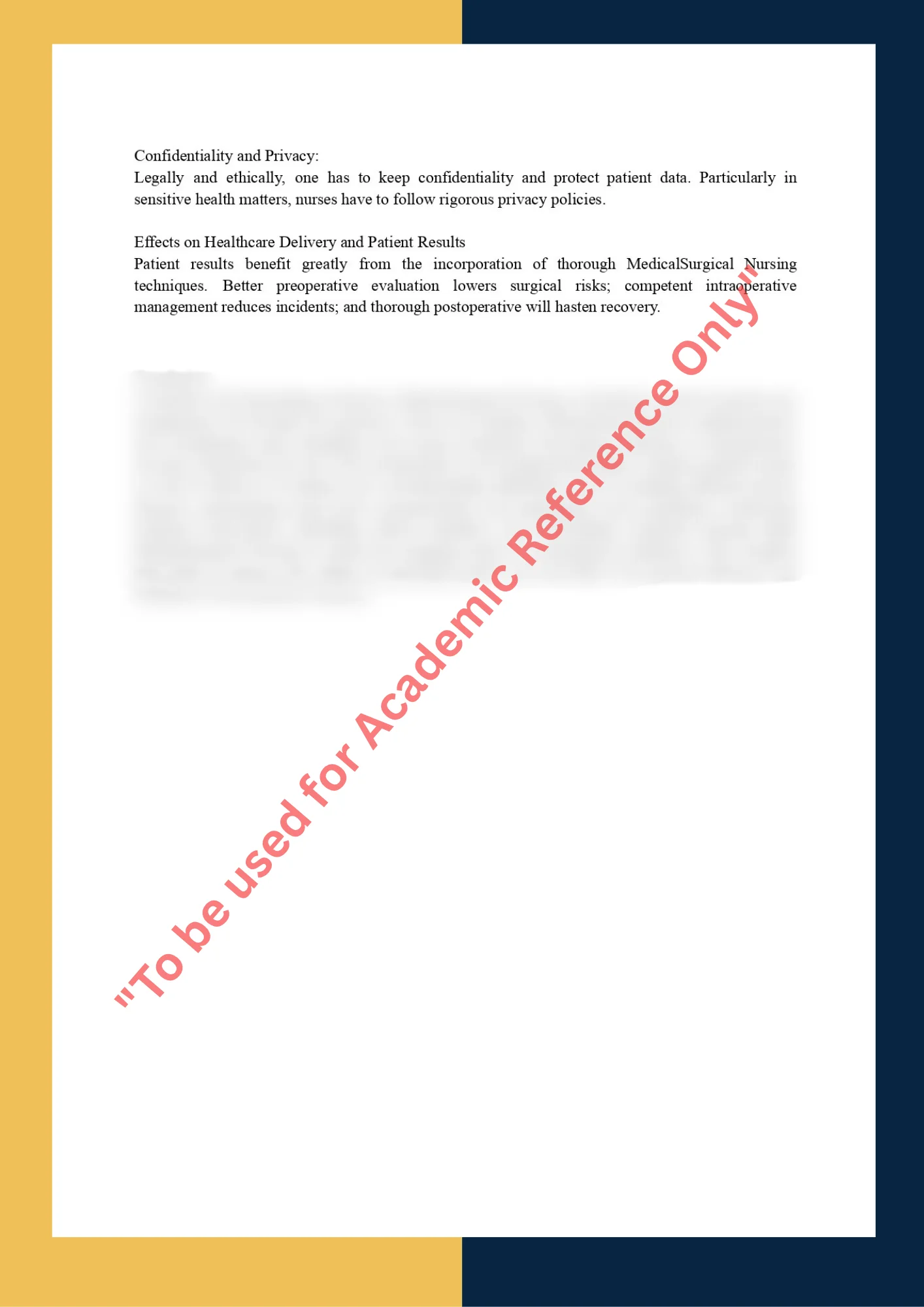 Assignment Sample of MSN 520 – Principles of Medical-Surgical Nursing 2